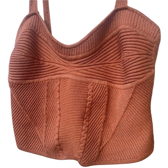 FOGCITYFLEA Retrofete Luxury Glitter Knit Crop stop in Burnt Orange Sedona - Picture 2 of 14